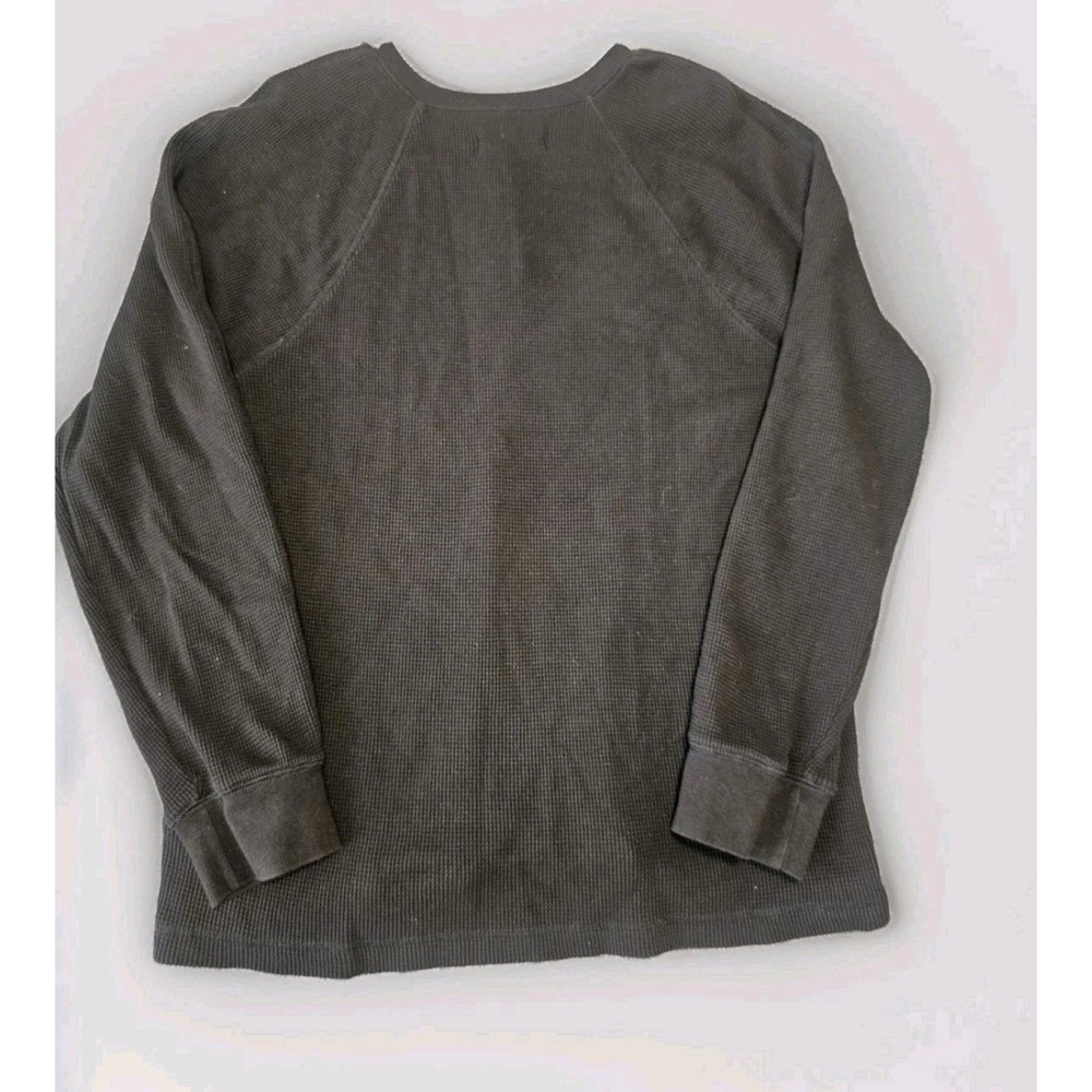 Everlane Men's Henley Waffle Knit Thermal Shirt Size XL Black Organic Cotton - Picture 5 of 7